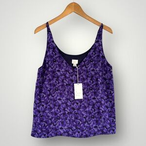 🎉5 for $45 🎉 NWT A New Day Top Tank Blouse Shirt Size S Purple Floral Print